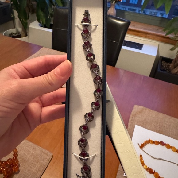 Italian Bracelet Sterling Silver with Semi-Precious Stones - Picture 2 of 4